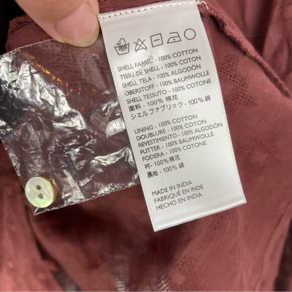 Anthropologie | Brown Button Down Shirt Cotton Long Sleeve Shirt Peasant Top S - Picture 7 of 8